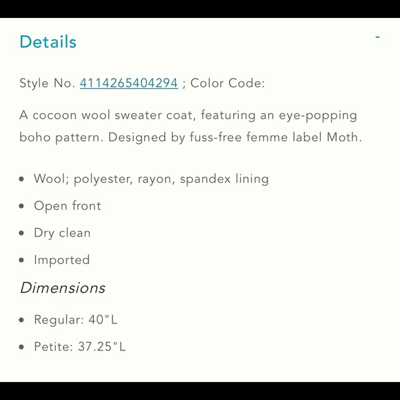 NWT Anthropologie MOTH Sugar Pine Sweater Coat LG - Picture 8 of 8